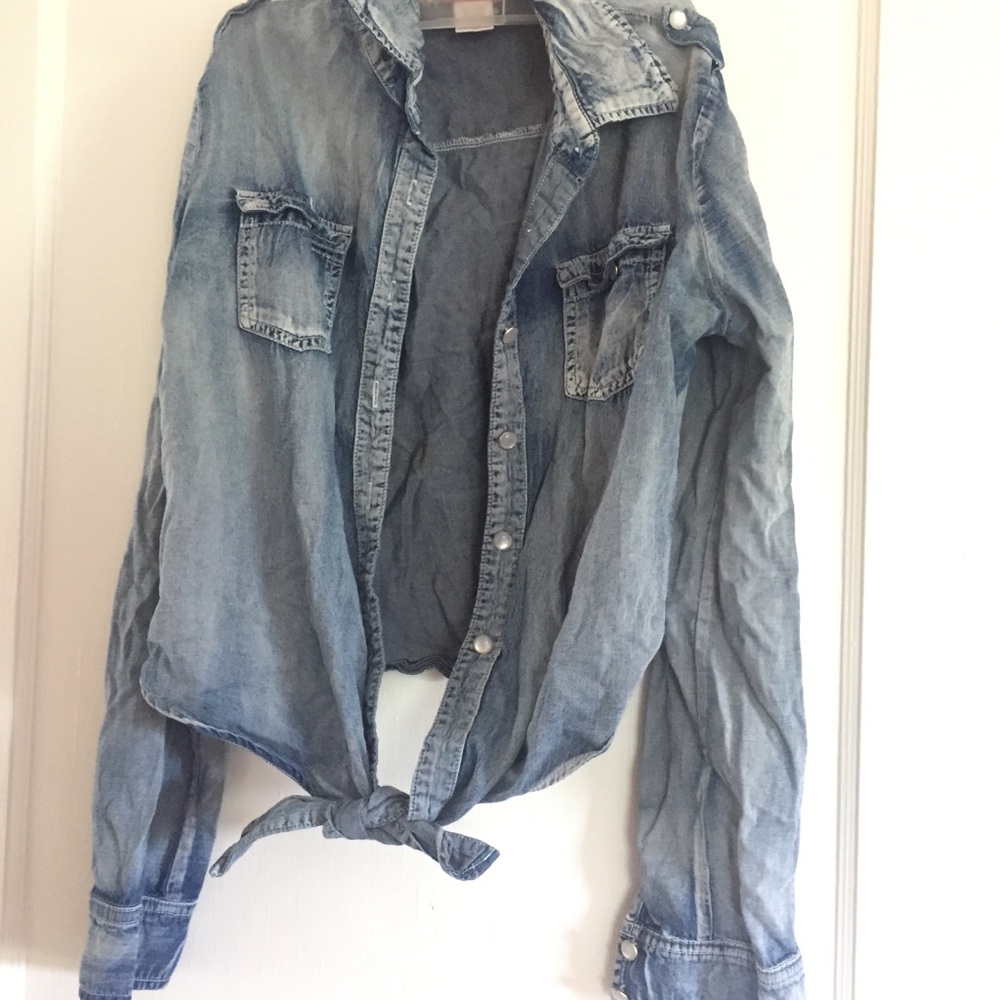 Lightweight Jean Jacket with tie in the front